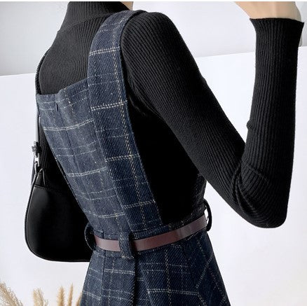 French Vintage Fashion Temperament Tweed Undershirt Dress