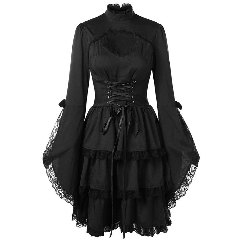 Lace stitching retro skirt