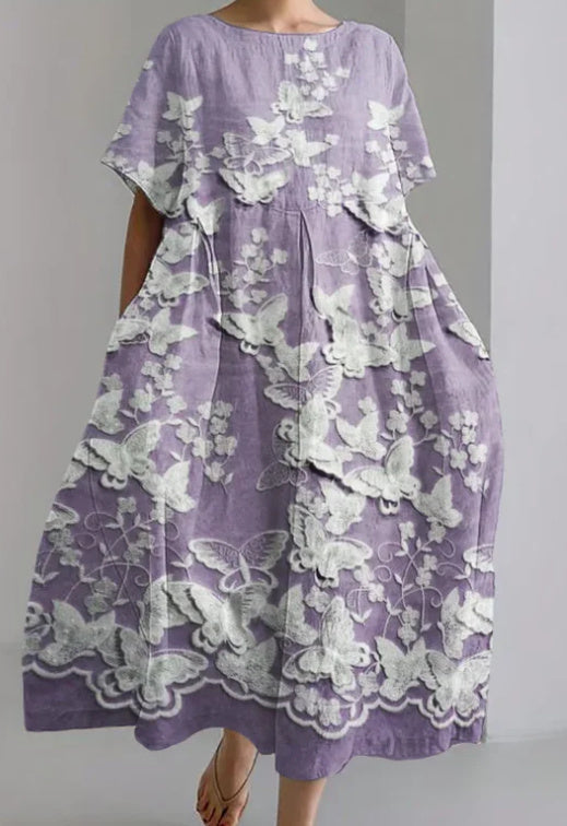 Ladies New 3D Craft Round Neck Dress