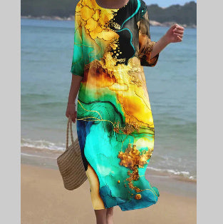 Women's Floral Art Printed Leisure Vacation Dress
