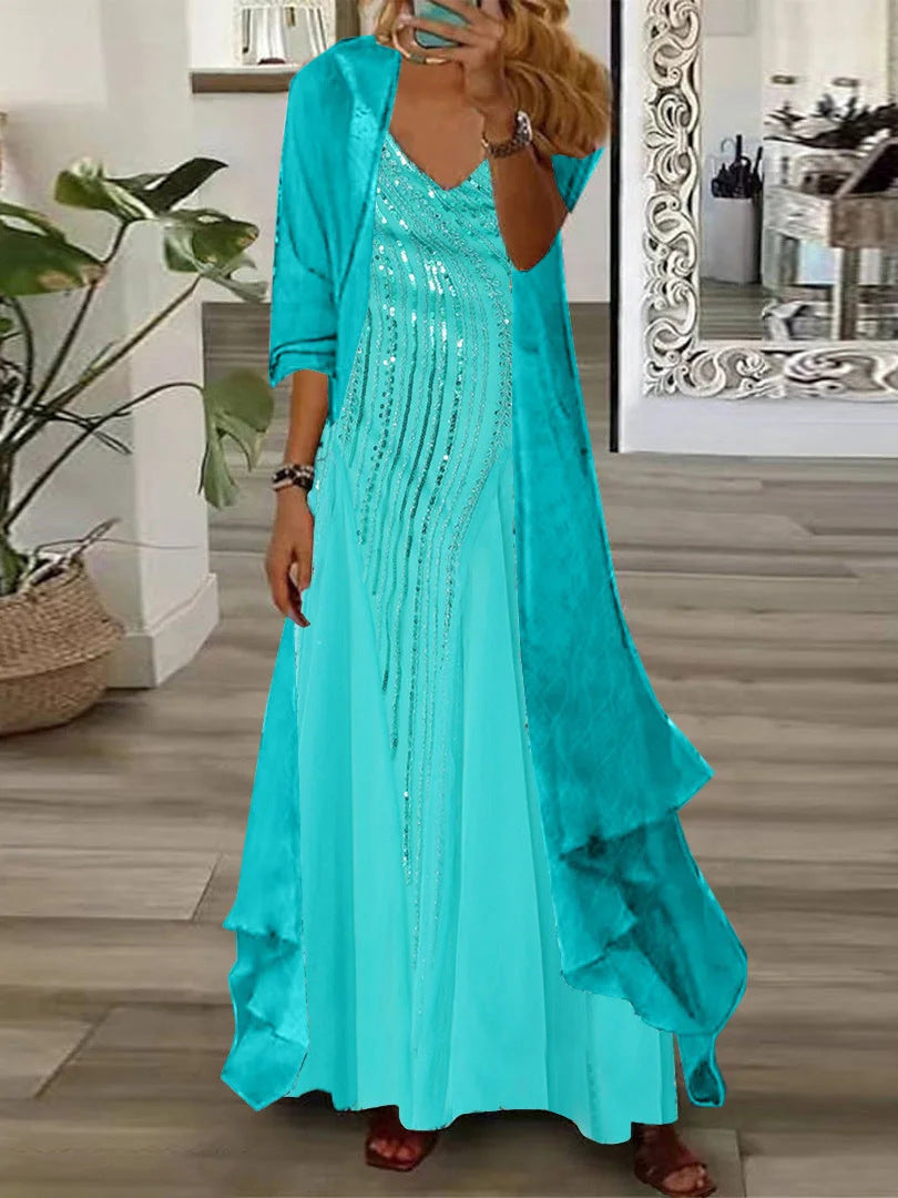 European And American Vacation Spaghetti Straps Long Skirt Indian Style Large Swing Skirt Two-piece Set