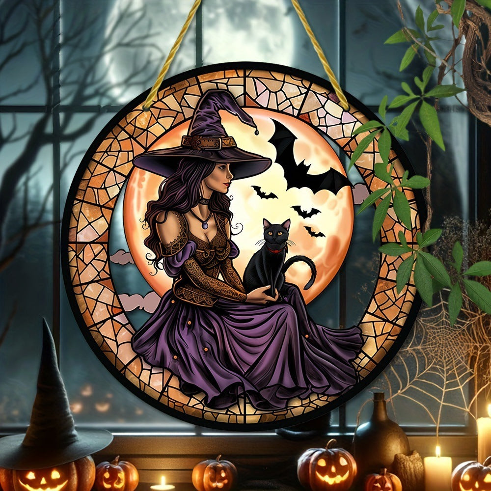 Acrylic Halloween Witch Pendant Color Disc Wall Decorations