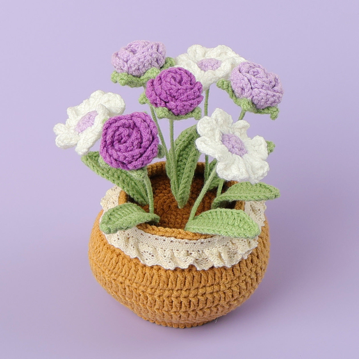 Finished Handmade Wool Woven Home Decoration Tulip Potted Plant
