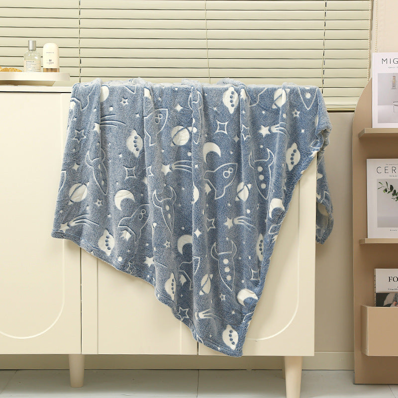 Baby Cartoon Air Conditioner Quilt Luminous Blanket Single Office Nap Flannel