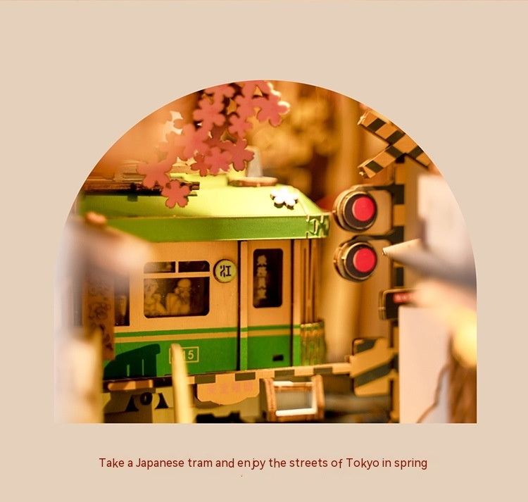 Ruo Shi Ruo Lai Shu Li Sakura Tram Flower House DIY Cabin