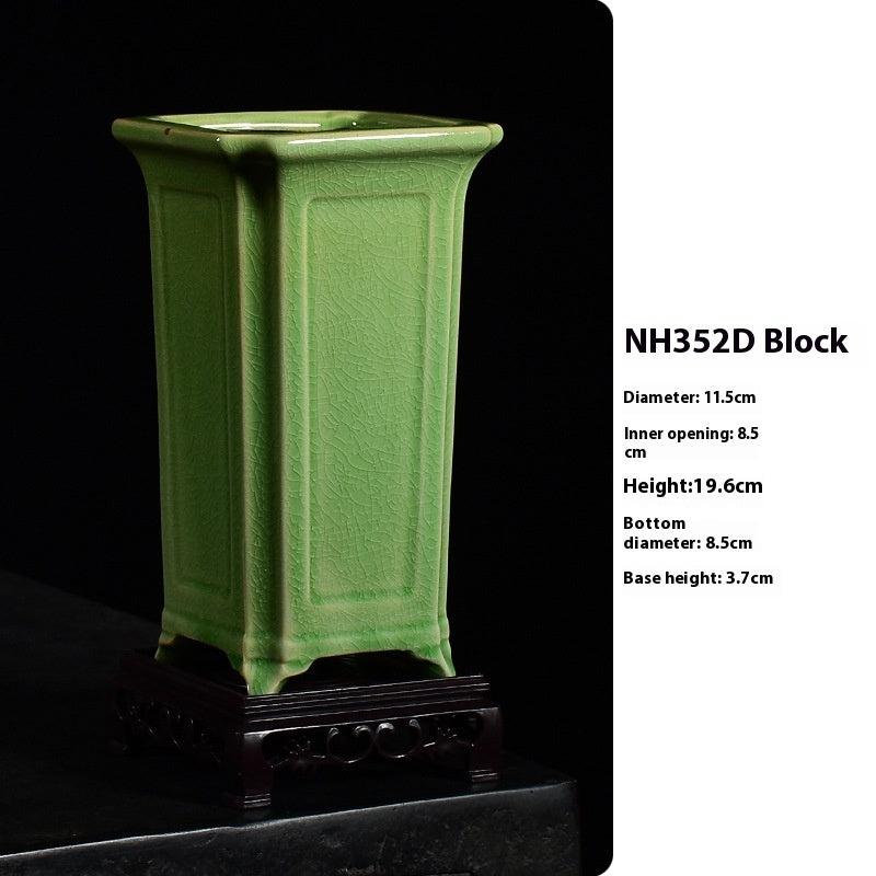 Four Square Tall Chinese Style Retro Floating Branch Landscape Flowerpot