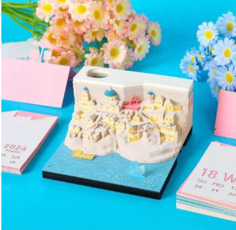 Cute Girl's Island Paper Carving Model Creative Gift 3D Three-dimensional Note Paper Gift