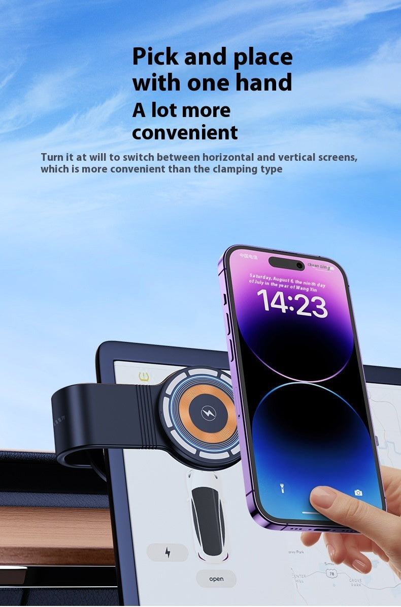 Large Screen Dashboard Bending Magnetic Suction Wireless Charger On-board Bracket