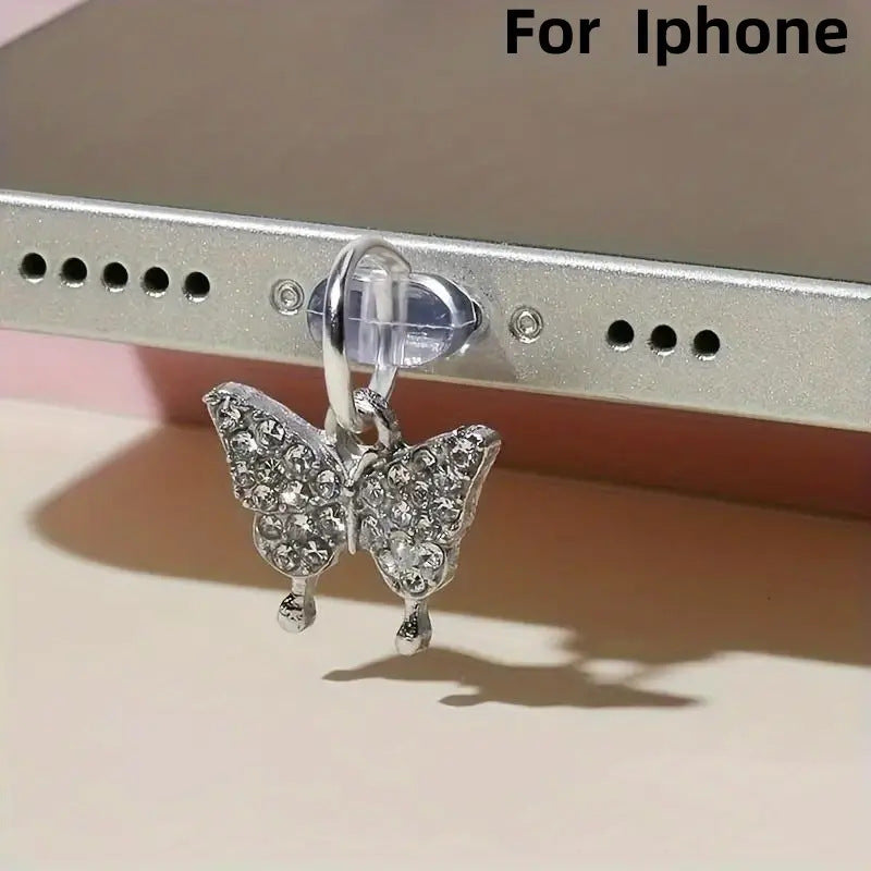 Butterfly Ornament Mobile Phone Universal Interface Dust Plug