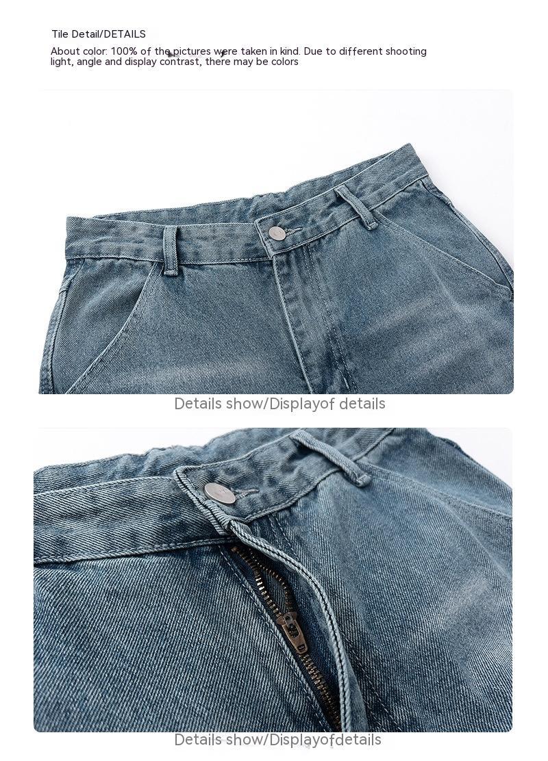 American Street Retro High Street Loose Multi-pocket Jeans Casual