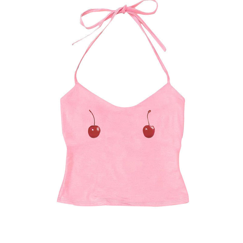 Cherry Print Girl Baby T-shirt Street Sleeveless