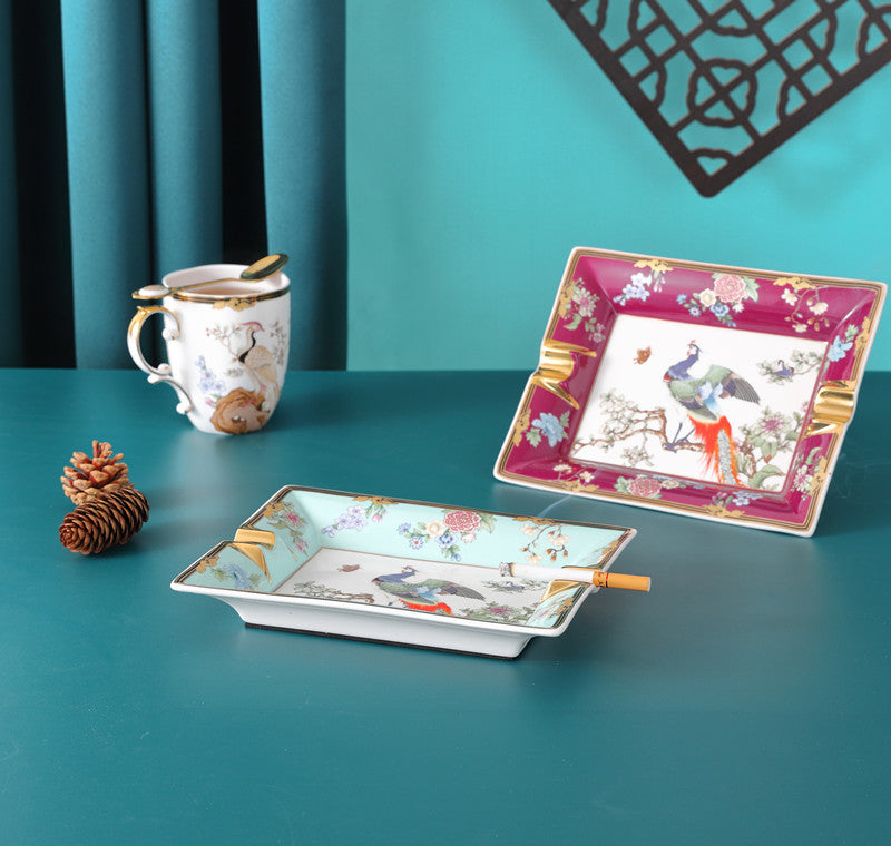 Gold Painting Household Living Room Large Ceramic Ashtray