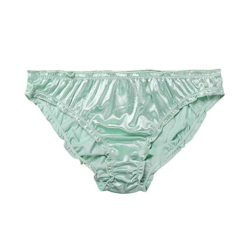 Glossy Quick-drying Briefs Sexy T-shaped Mid-waist Purified Cotton Crotch Breathable Ladies