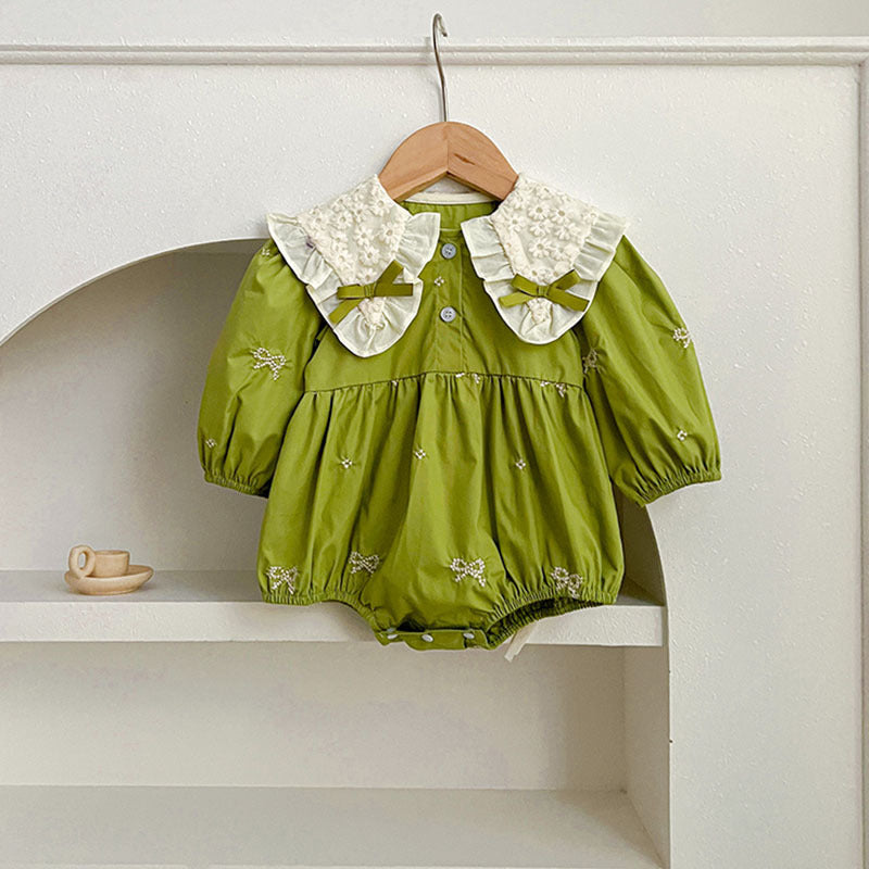 Autumn Clothes Baby's Gown Doll Collar Lace Embroidery
