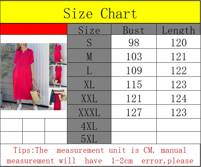 Summer New Casual Rope V-neck Solid Color Short Sleeve Dress Women