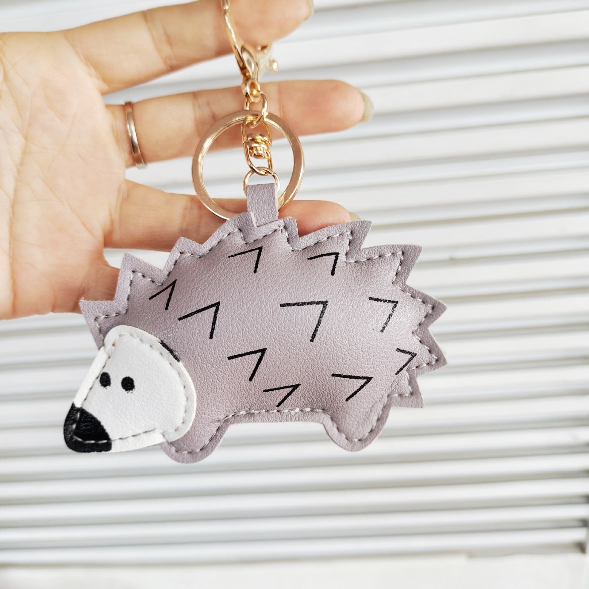 Creative Little Hedgehog PU Leather Keychain Pendant