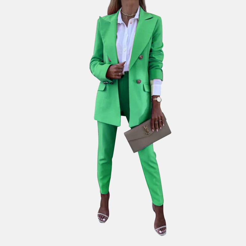 Two Piece Suit With Solid Color Temperament