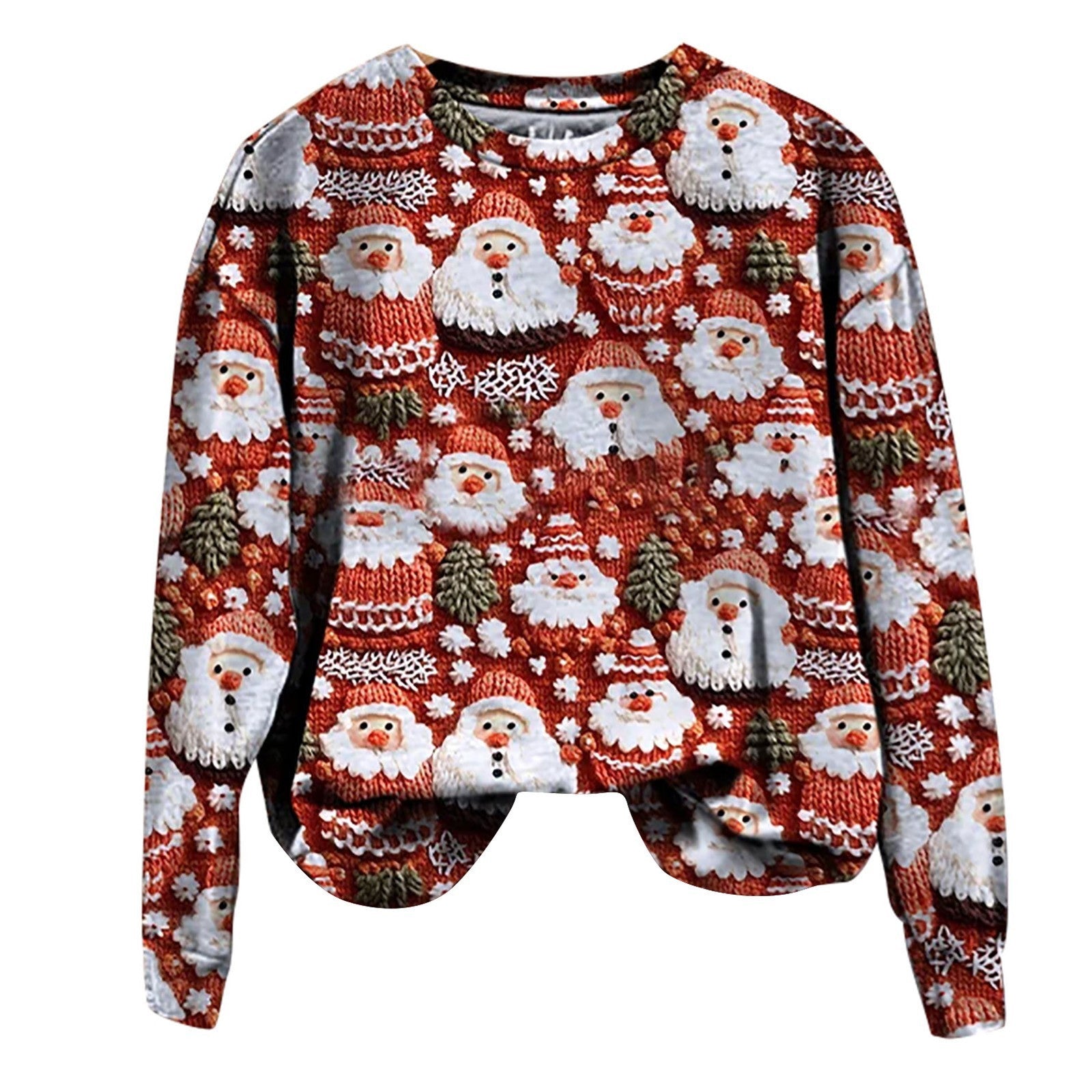 Santa Claus Print Sweater Top
