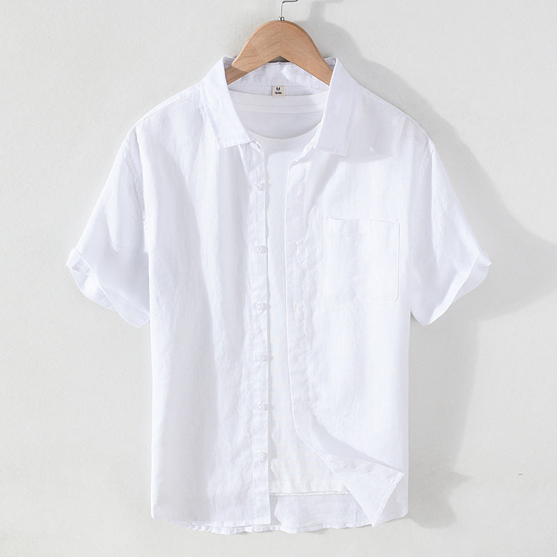 Men's Summer Short Sleeve Pure Linen Shirt