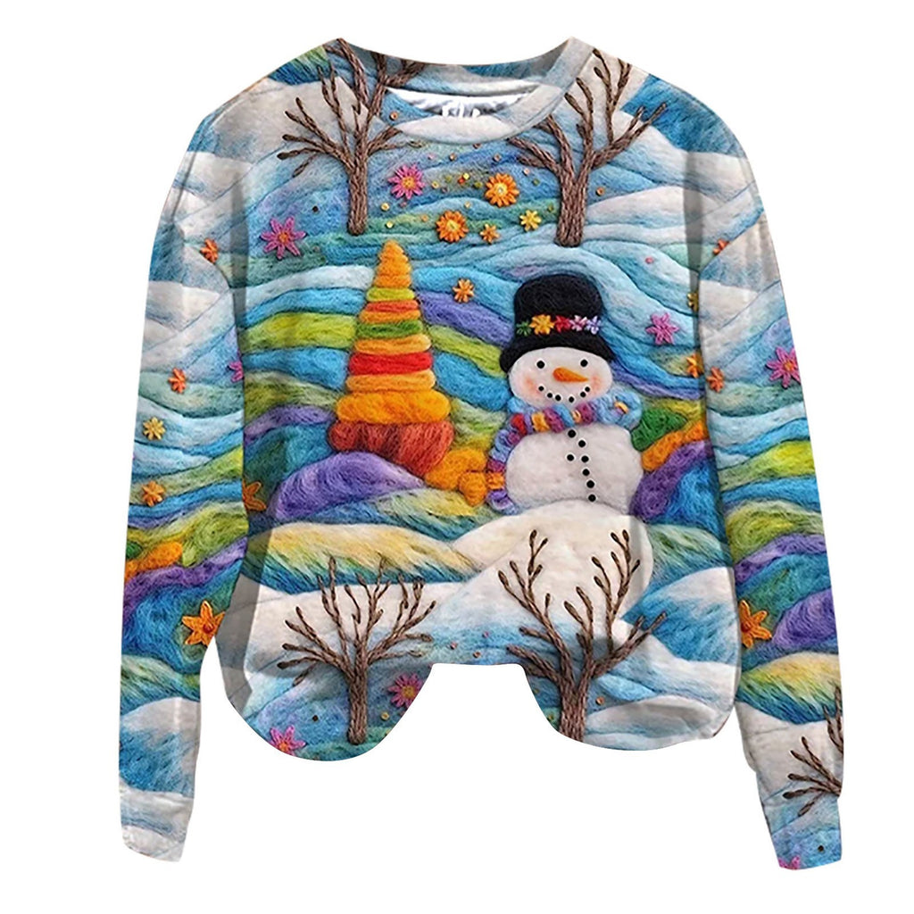 Santa Claus Print Sweater Top