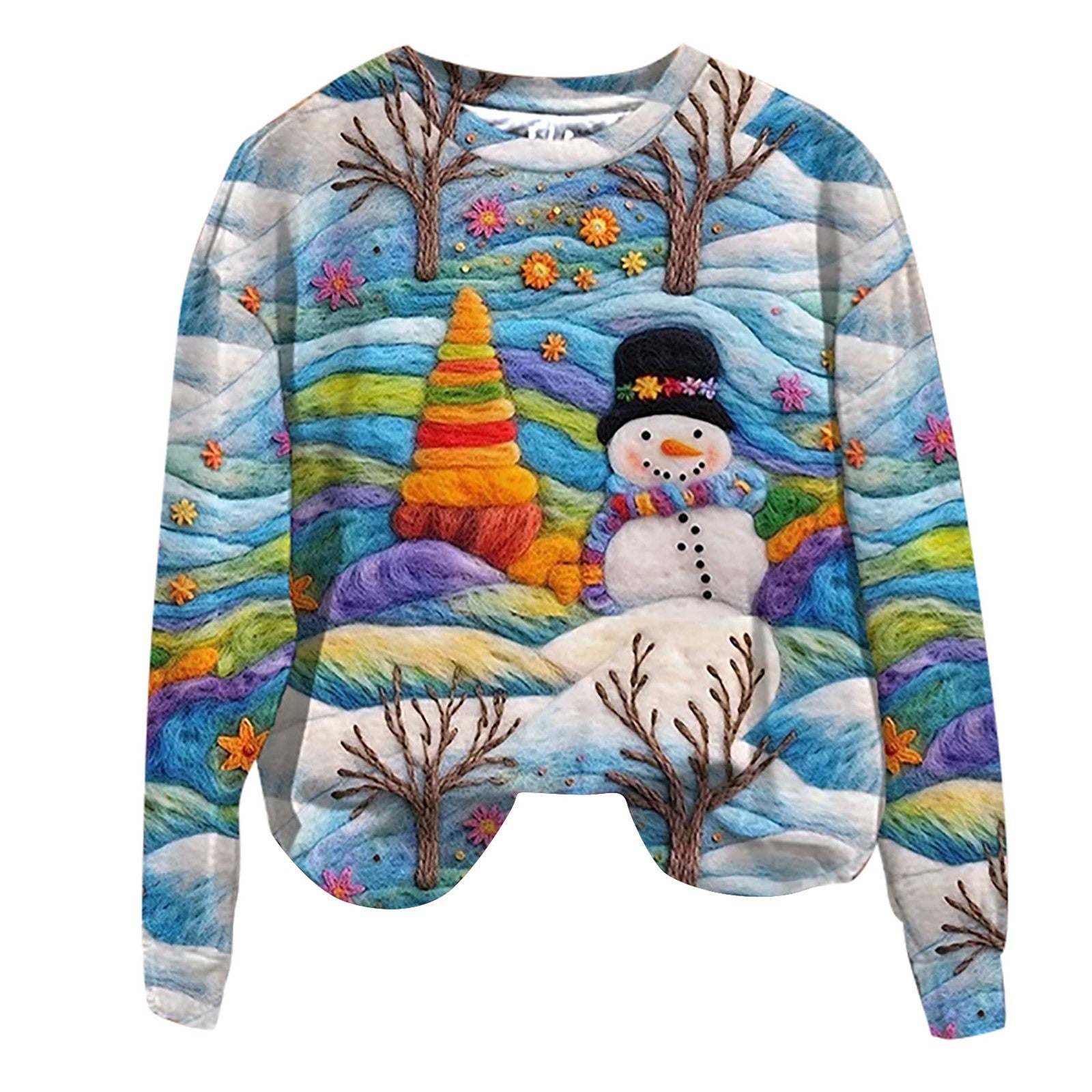 Santa Claus Print Sweater Top