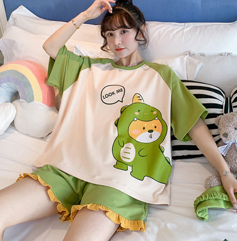 Pajamas Summer Women's Suit Pure Cotton High-grade Short-sleeved Shorts