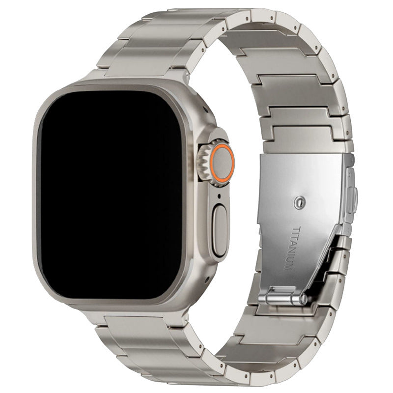 Three Beads One-piece Flat Buckle Titanium Alloy Watch Strap