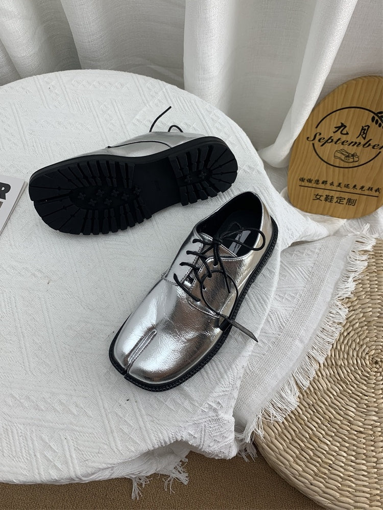 English Style Horseshoe Flat Sole Small Leather Shoes For Women