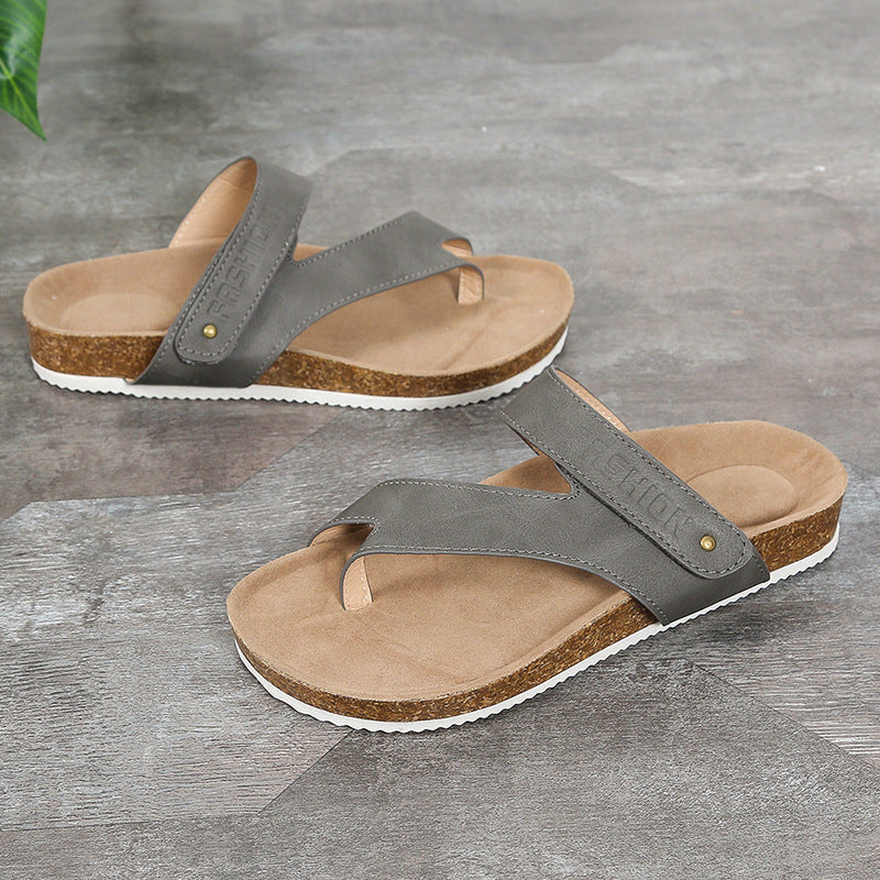 Flat Toe Ring Thick-soled Flip-flops Beach Shoes