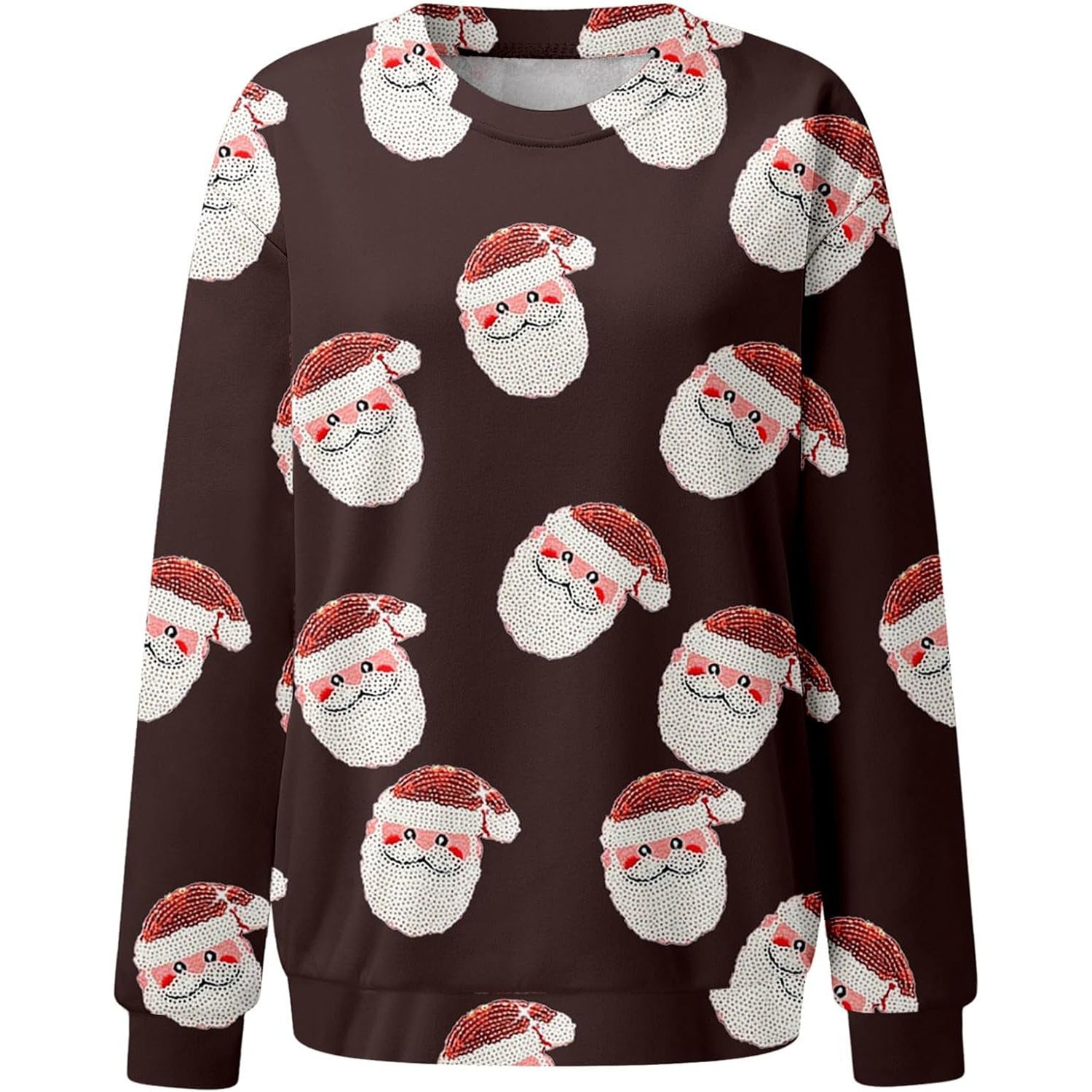 New Hot Sale Women's Casual Capless Round Neck Regular Drop Shoulder Sweater Pullover Print Top