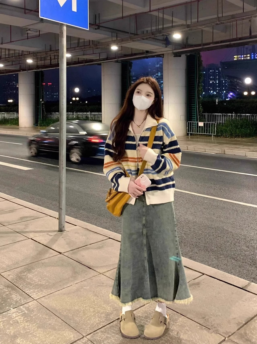 Early Spring Stand Collar Zipper Sweater Cardigan Coat