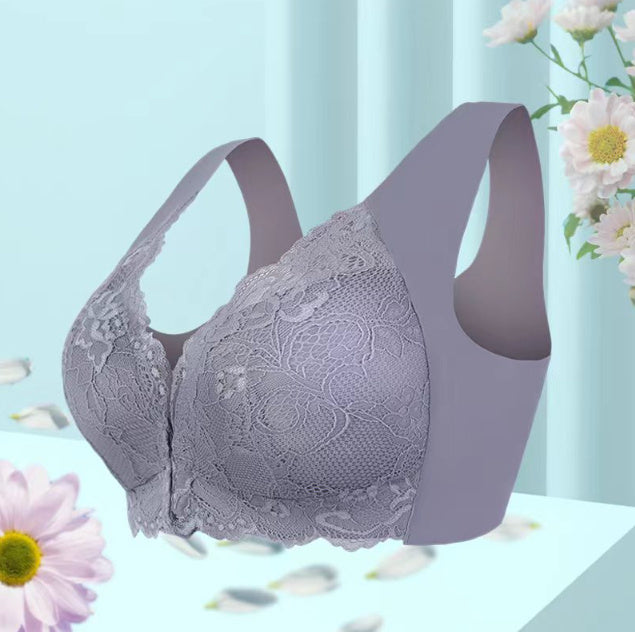 Plus Size Front Buckle Thin Bra Lace Wireless