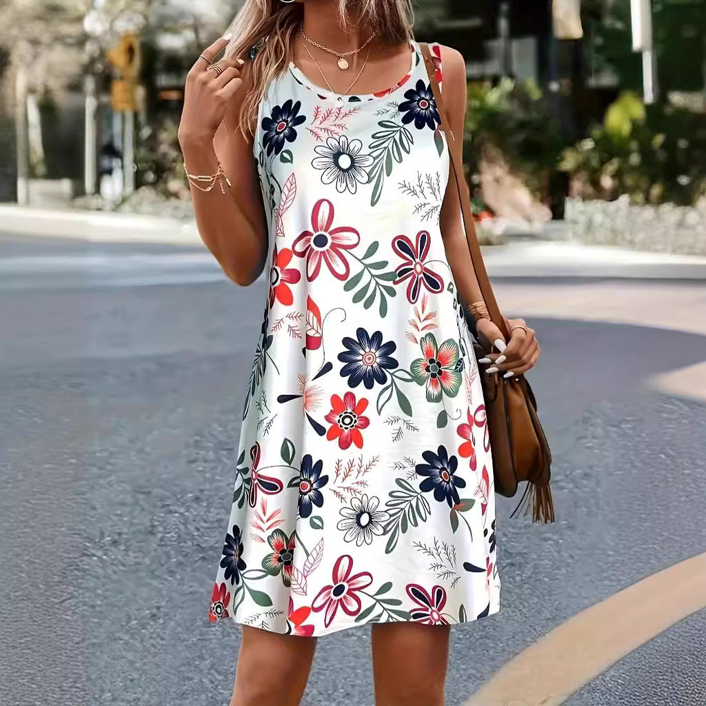 Women's Round Neck Floral Print Dress
