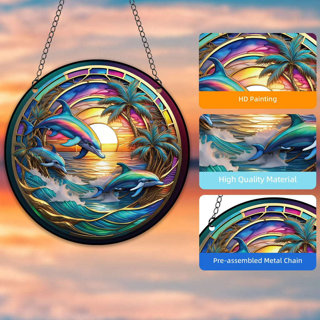 3D Dolphin Dyed Window Hanger