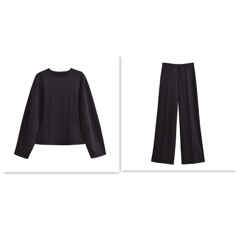 European And American Style Double-sided Cloth Round Neck Top Casual Pants