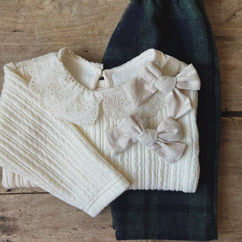 Girls' Baby Thickened Cotton Lace Collar Top