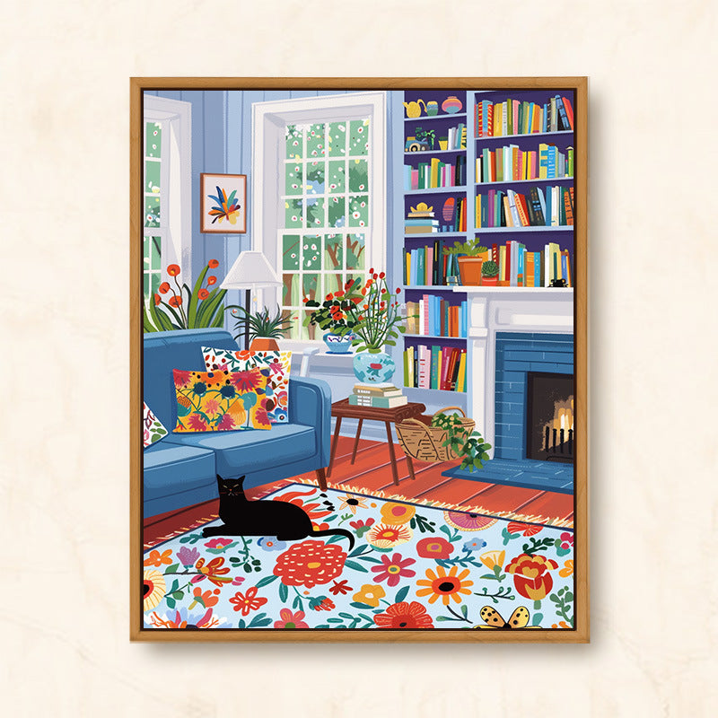 Diy Cartoon Digital Oil Painting Bedroom Paintings Cute Cat