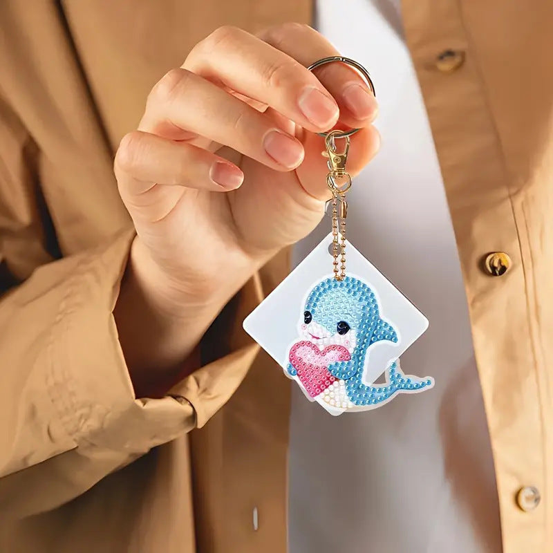 Fashion Dolphin Diamond Painting Keychain