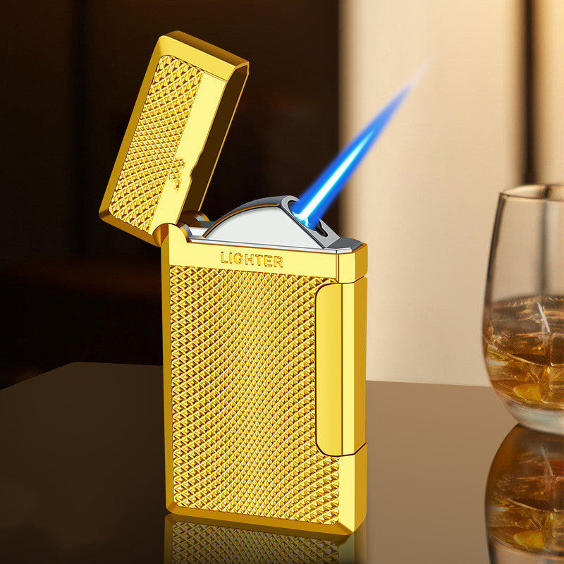 Creative Inflatable Lighter Bucket Diagonal Fire Blue Flame Straight Stroke Windproof