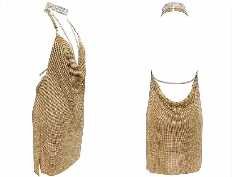 Women's Rhinestone Panel Costume Dress