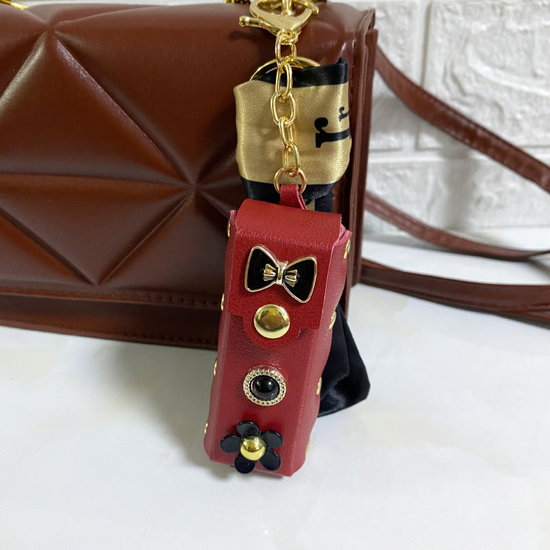 Fashion Simple Lipstick Pack Silk Scarf Keychain