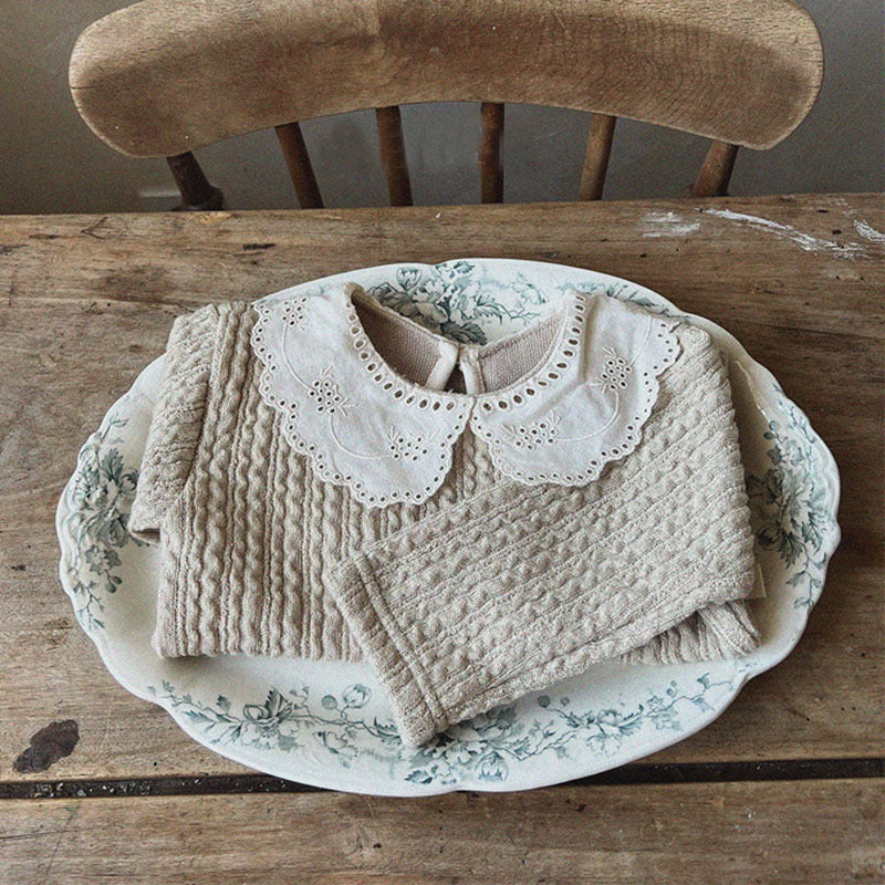 Girls' Baby Thickened Cotton Lace Collar Top