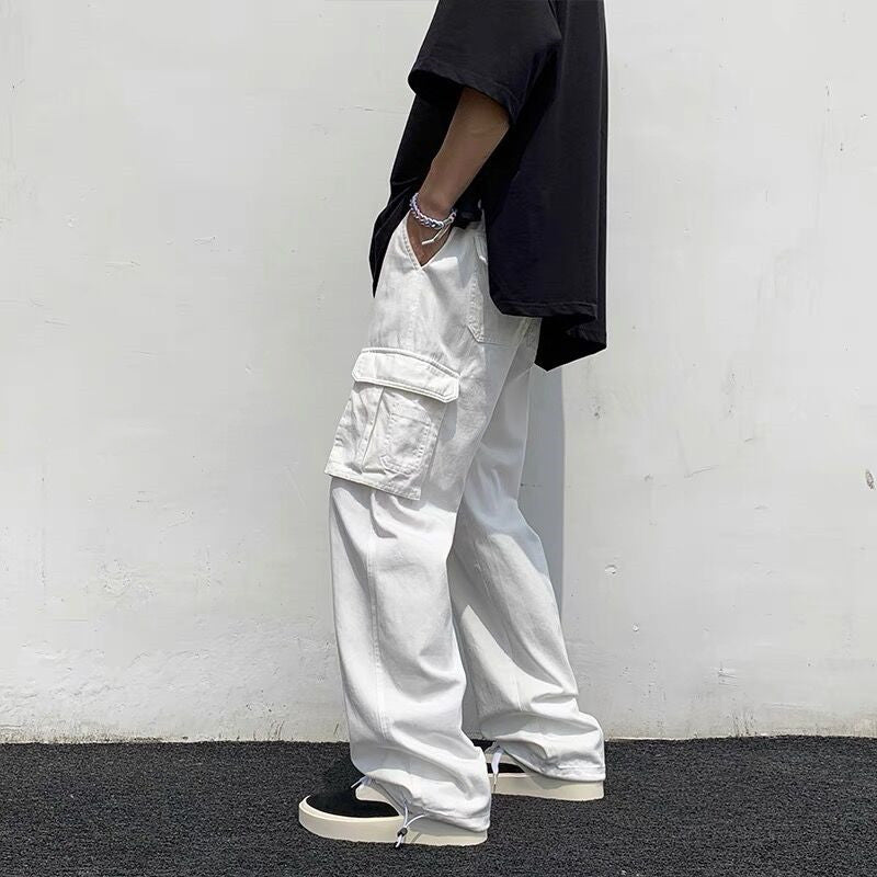 High Street Men Straight Loose Wide Leg Pants