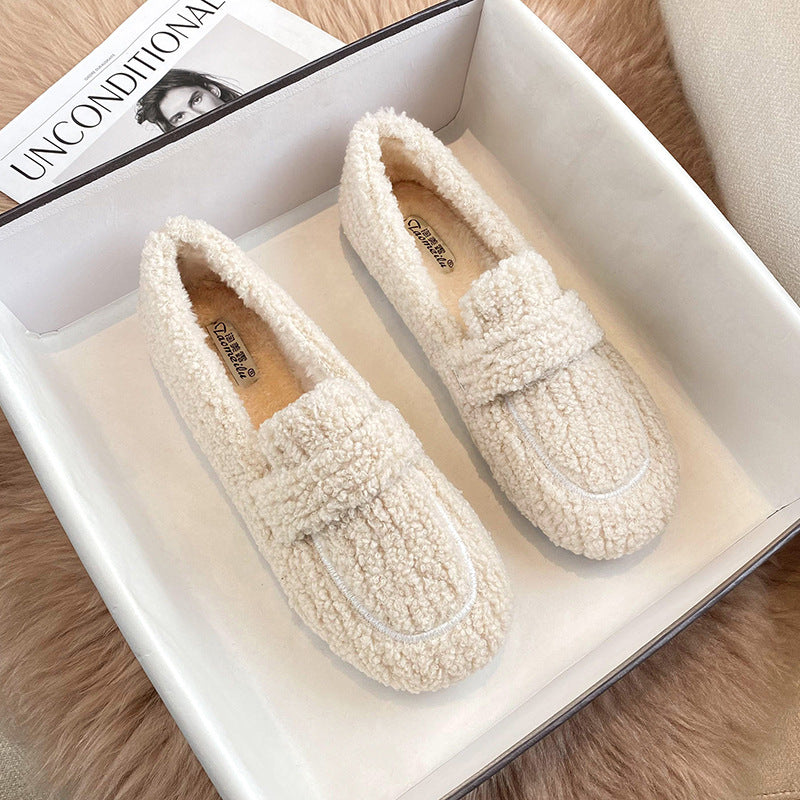 Bean Shoes With Cashmere And Lamb Hair To Keep Warm