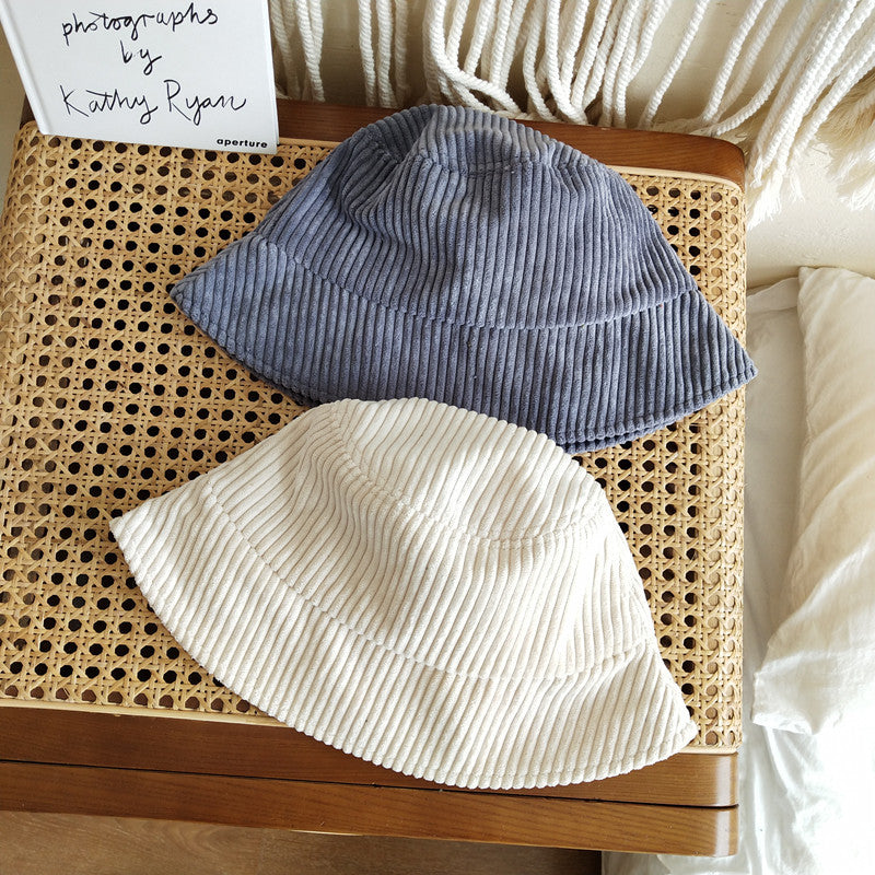 Women's Japanese Pure Color Warm Keeping Corduroy Fisherman Hat