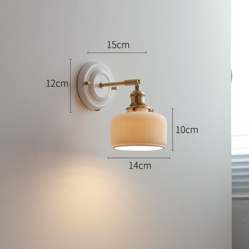 Ceramic Nordic Bedroom Bedside Full Copper Wall Lamp