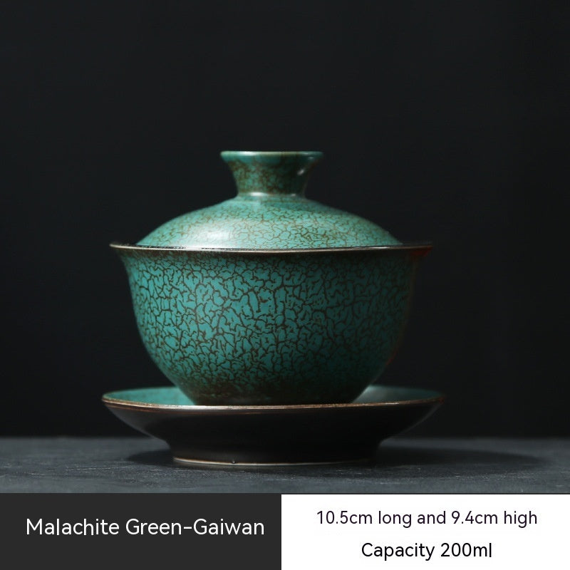 Japanese Style Kiln Baked Green Glaze Teapot Home Retro