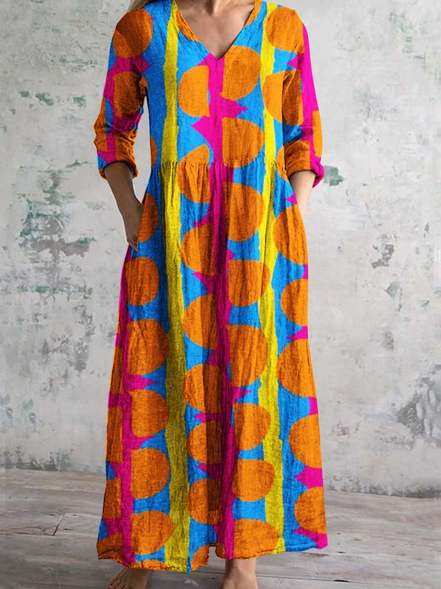 Casual Women's Fashion Floral Print Mid-length Dress