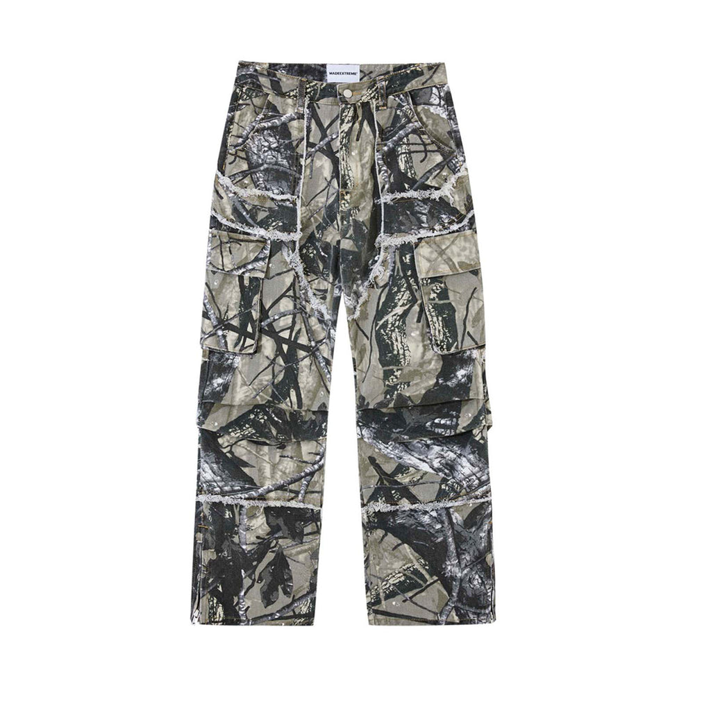 Guochao Brand Street Jungle Camouflage Leaf Trousers Loose
