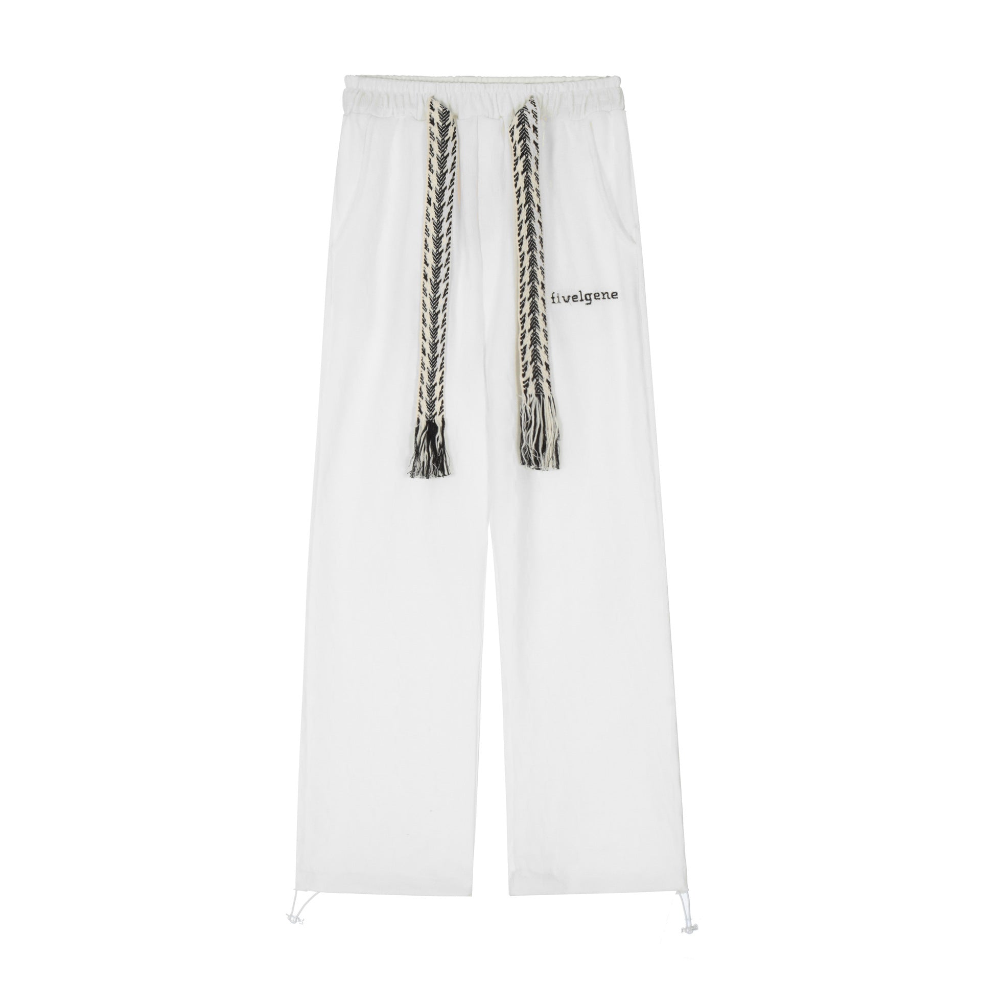 High Waist Straight-leg Cotton No Belt Trousers Loose Wide Leg Urban Casual Pants